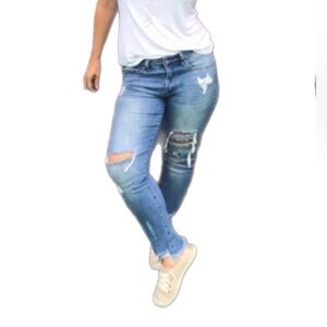 KanCan Mid Rise Distressed Ankle Skinny Jeans Plus Size 3XL‎
